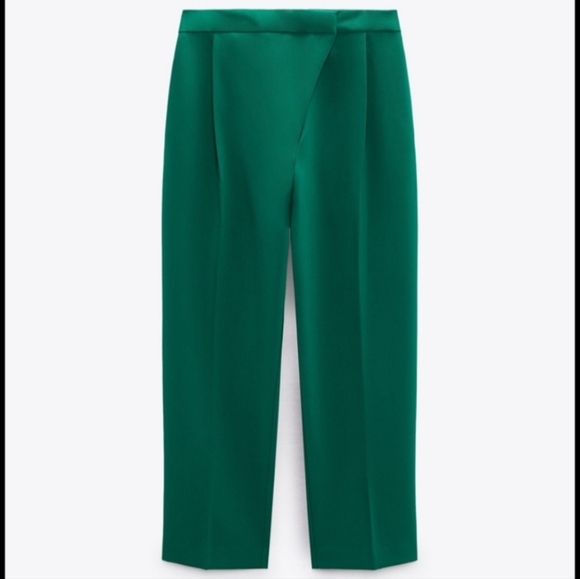 Zara Pants - Zara Crossover Pleated Green Pants Size S